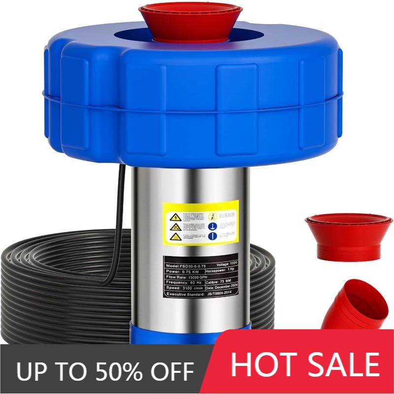 Fish Pond Aerator - Roestvrijstalen drijvende vijverbeluchter 220V 750W elektrisch